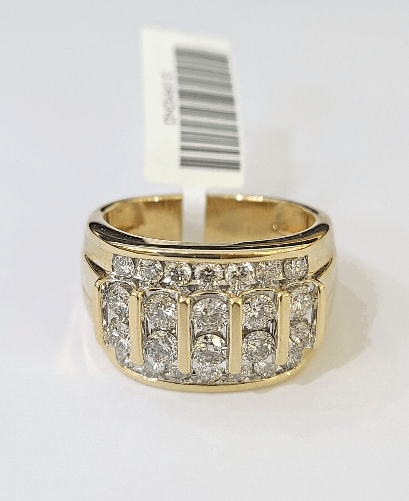 Real 10k Yellow Gold White Diamond Mens Ring Genuine Natural Creation - GoldenlinQ