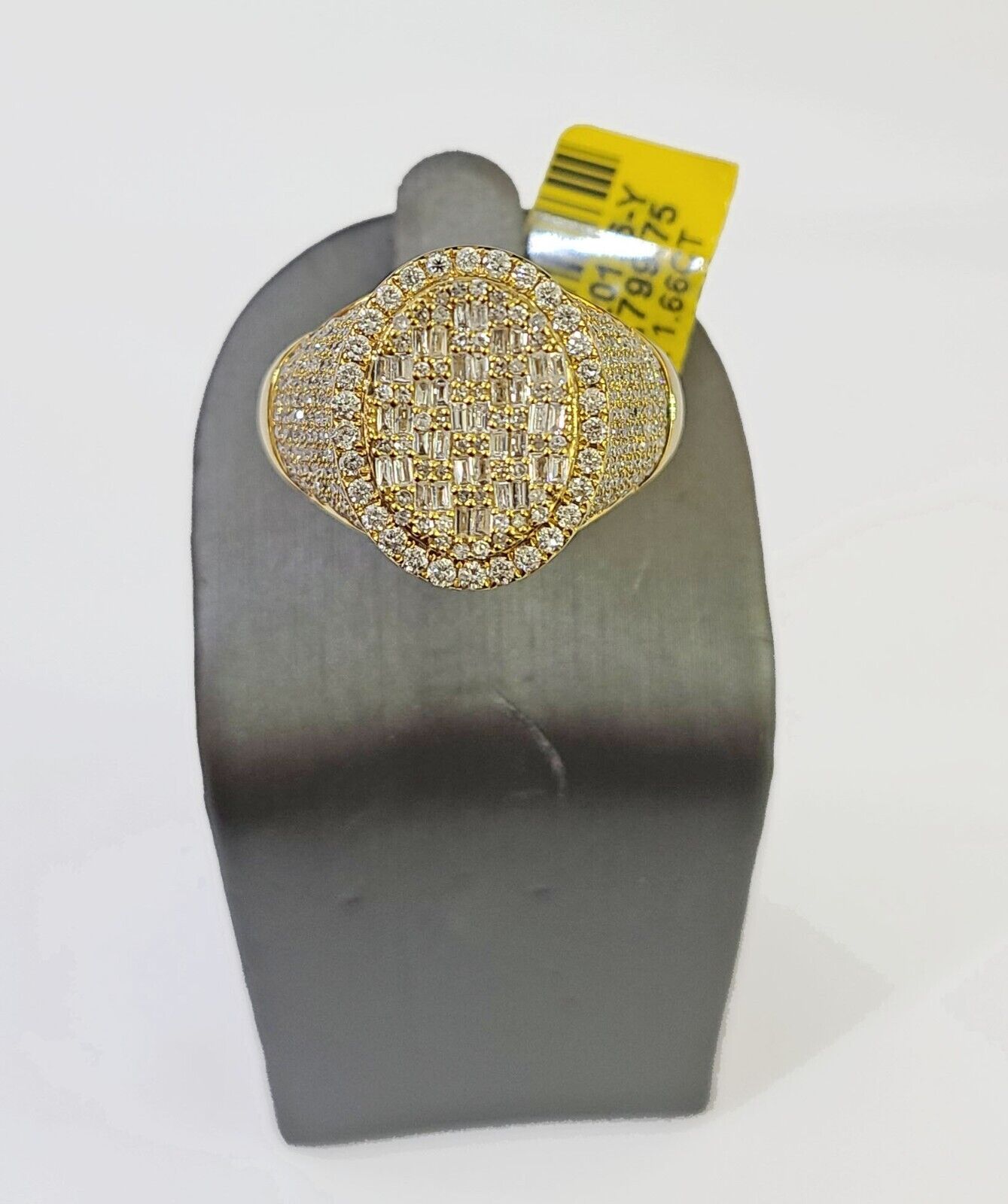 Real 10k Yellow Gold White Diamond Ring Oval Shaped Ring - GoldenlinQ