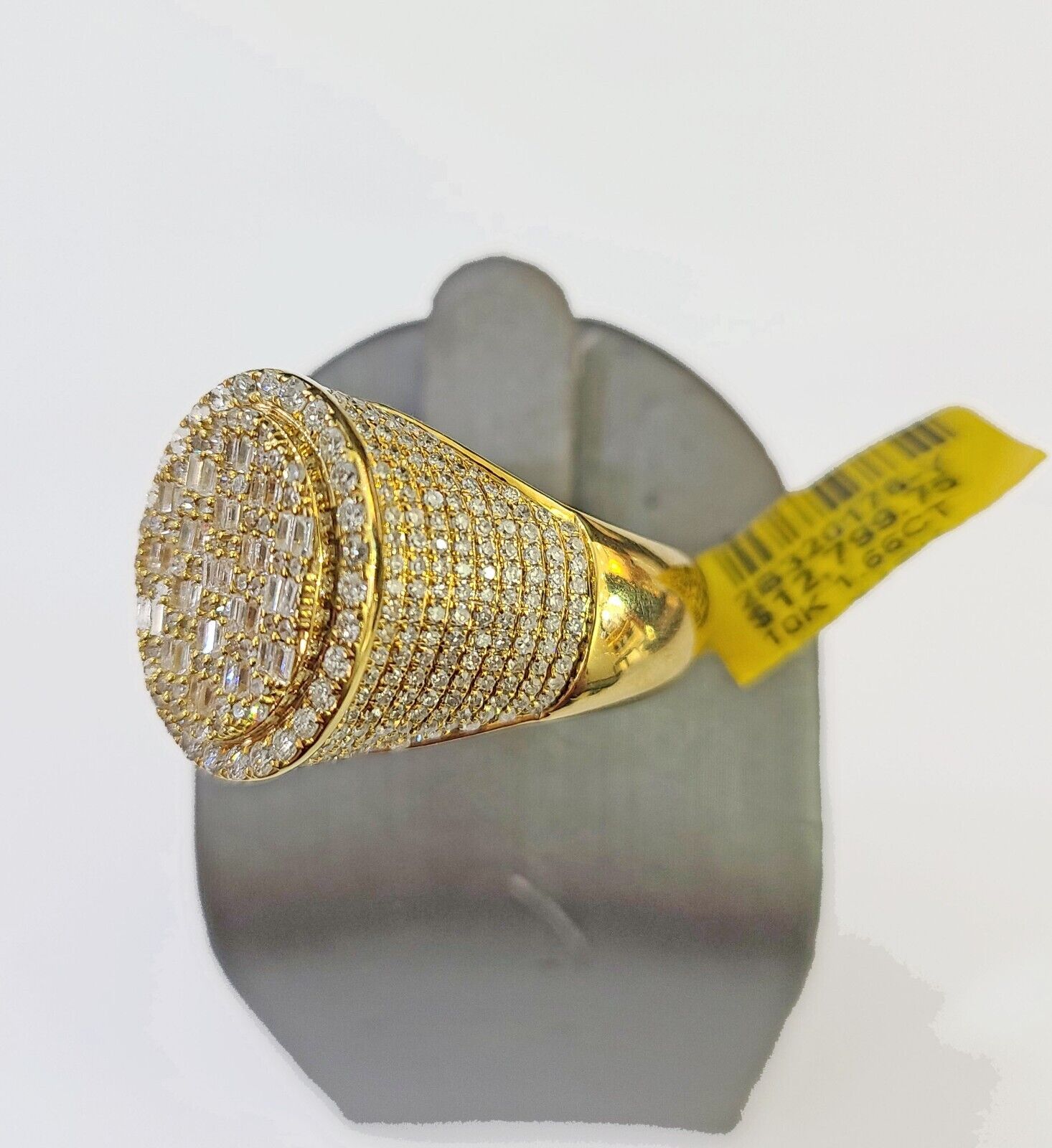 Real 10k Yellow Gold White Diamond Ring Oval Shaped Ring - GoldenlinQ