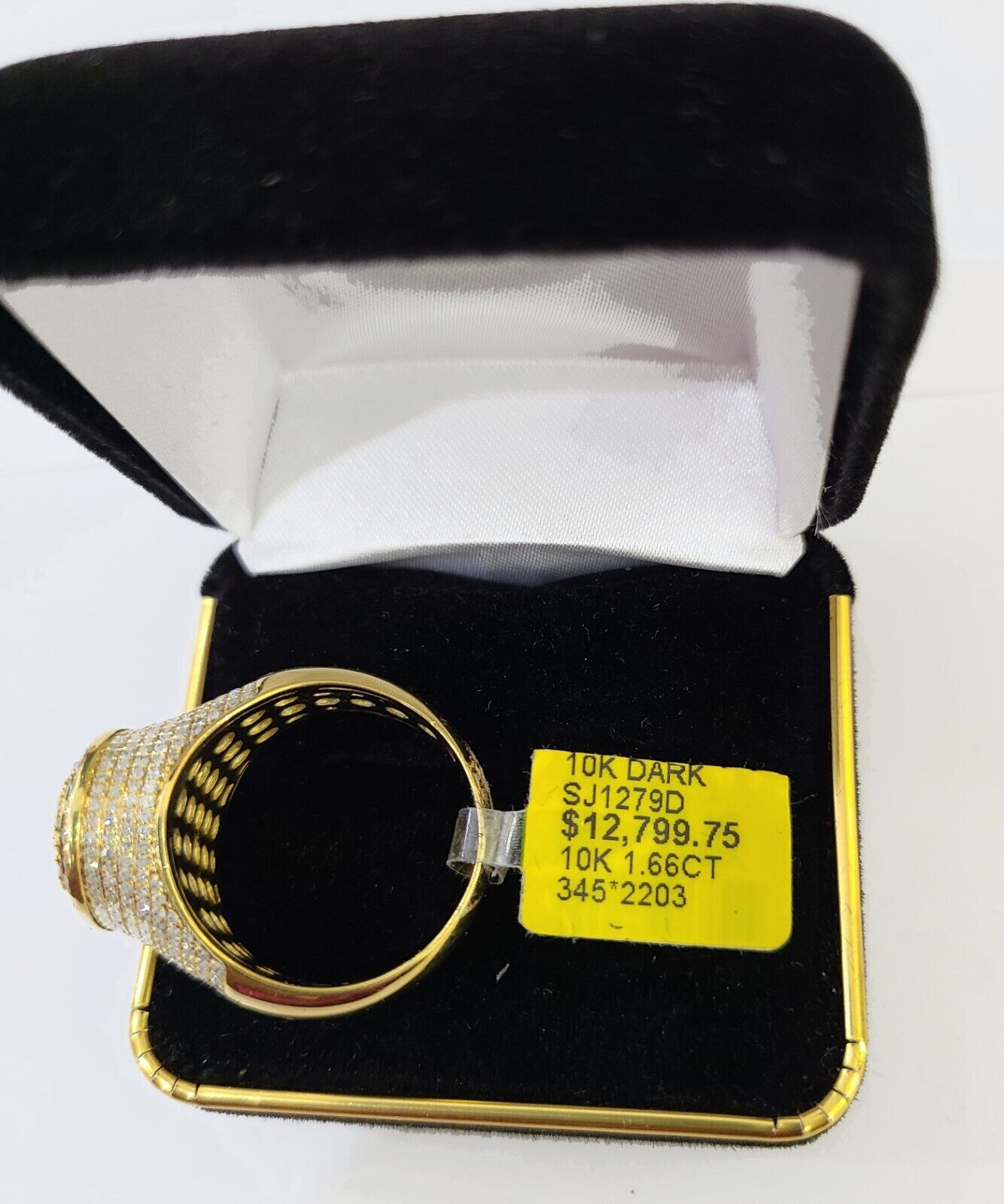 Real 10k Yellow Gold White Diamond Ring Oval Shaped Ring - GoldenlinQ