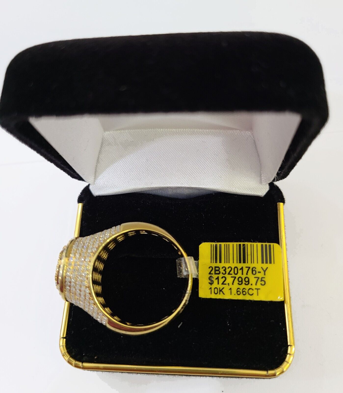 Real 10k Yellow Gold White Diamond Ring Oval Shaped Ring - GoldenlinQ