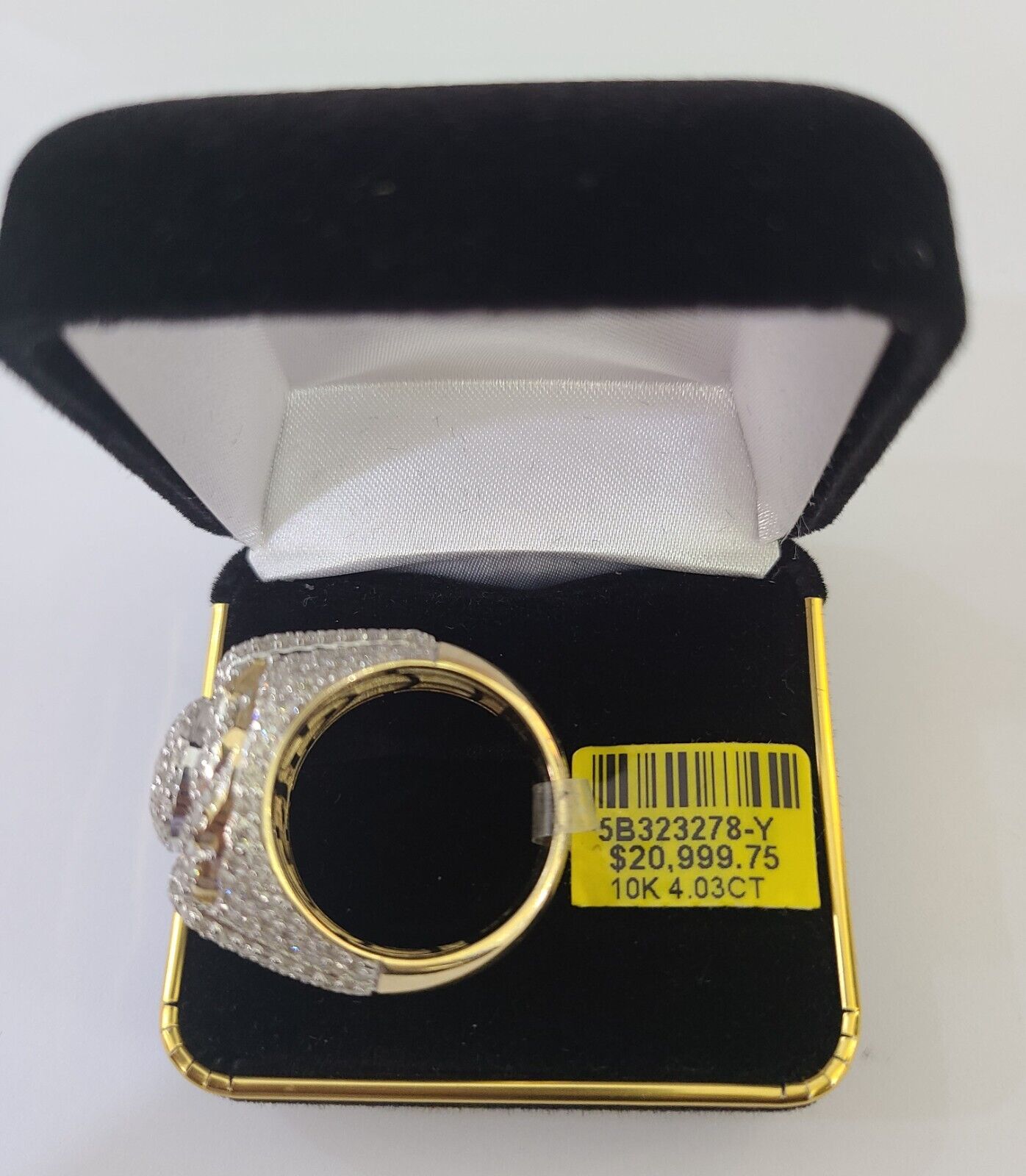 Real 10k Yellow Gold White Diamond Ring Size 10 Mens Ring - GoldenlinQ
