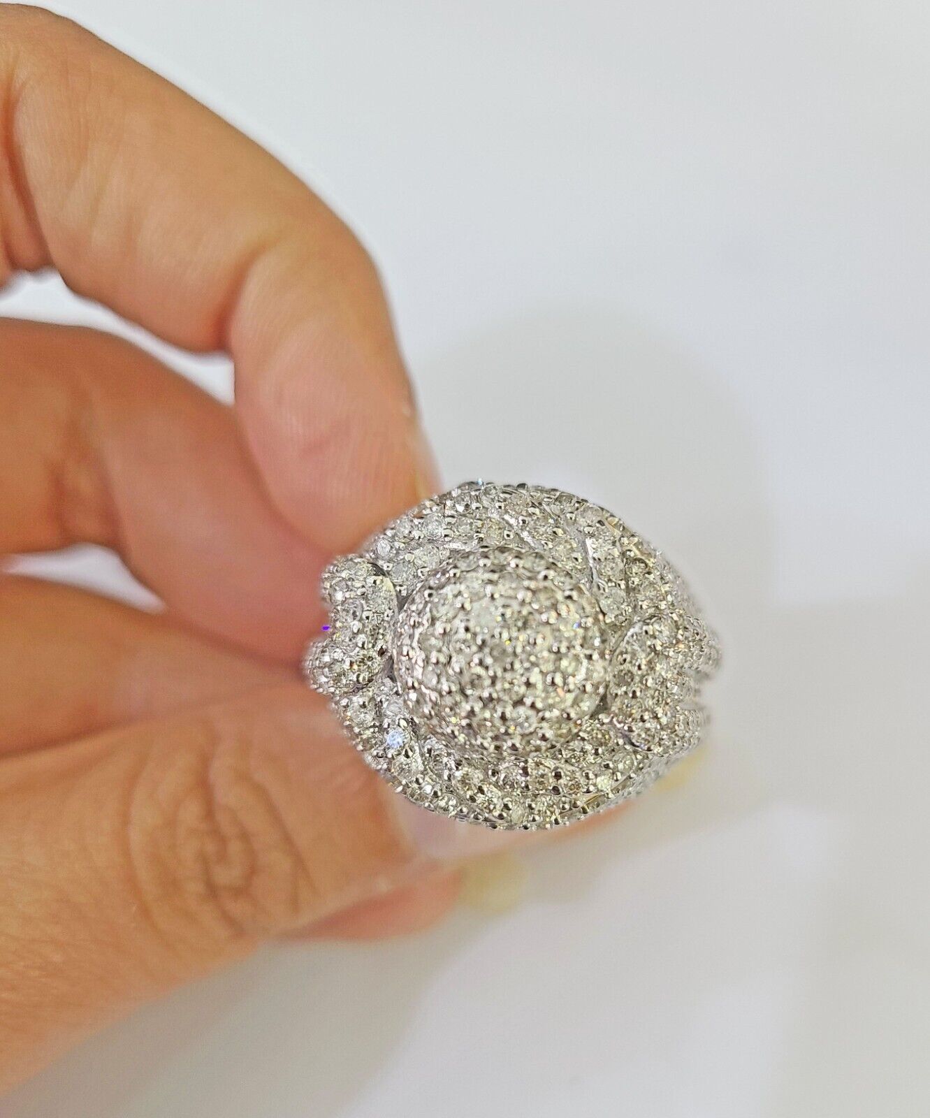 Real 10k Yellow Gold White Diamond Ring Size 10 Mens Ring - GoldenlinQ