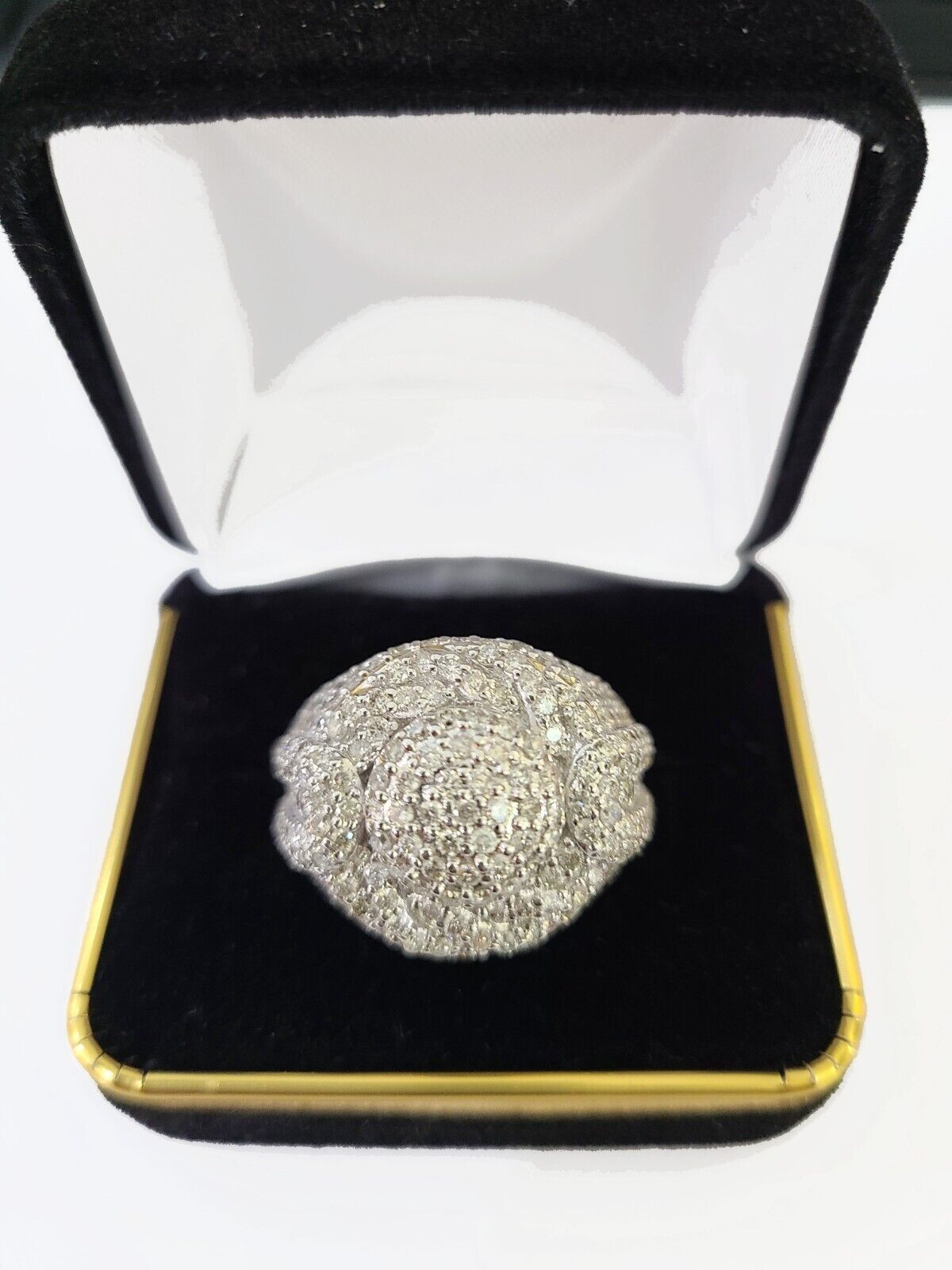 Real 10k Yellow Gold White Diamond Ring Size 10 Mens Ring - GoldenlinQ