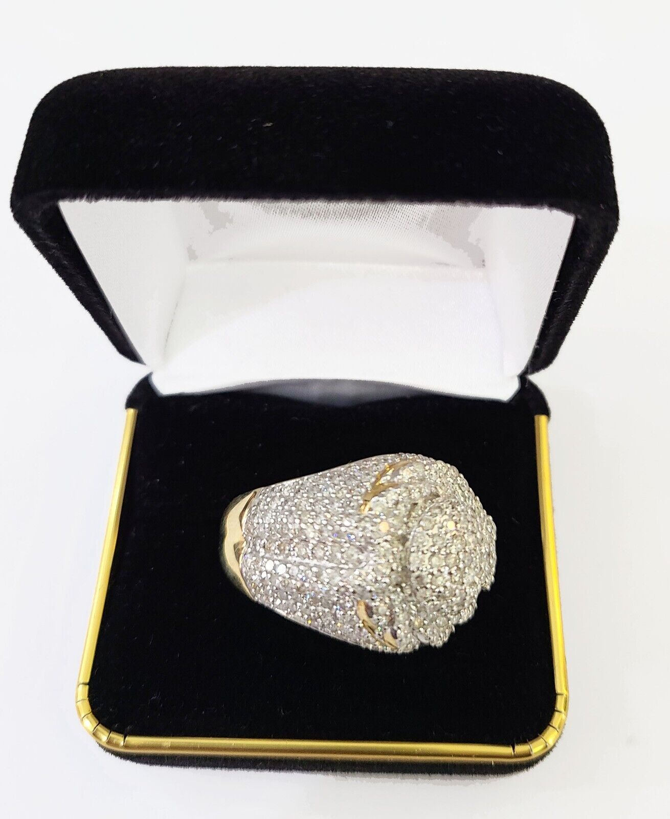 Real 10k Yellow Gold White Diamond Ring Size 10 Mens Ring - GoldenlinQ