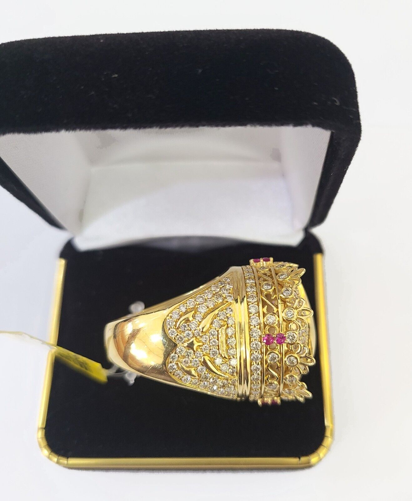 Real 10k Yellow Gold White Diamond Ring Size 10 Mens Ring - GoldenlinQ