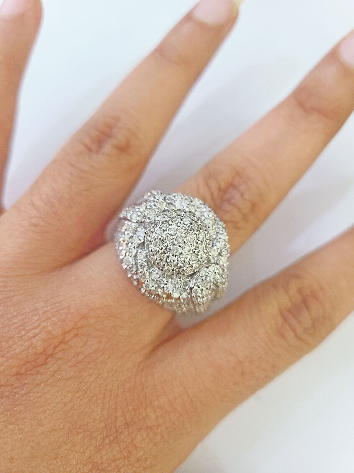 Real 10k Yellow Gold White Diamond Ring Size 10 Mens Ring - GoldenlinQ