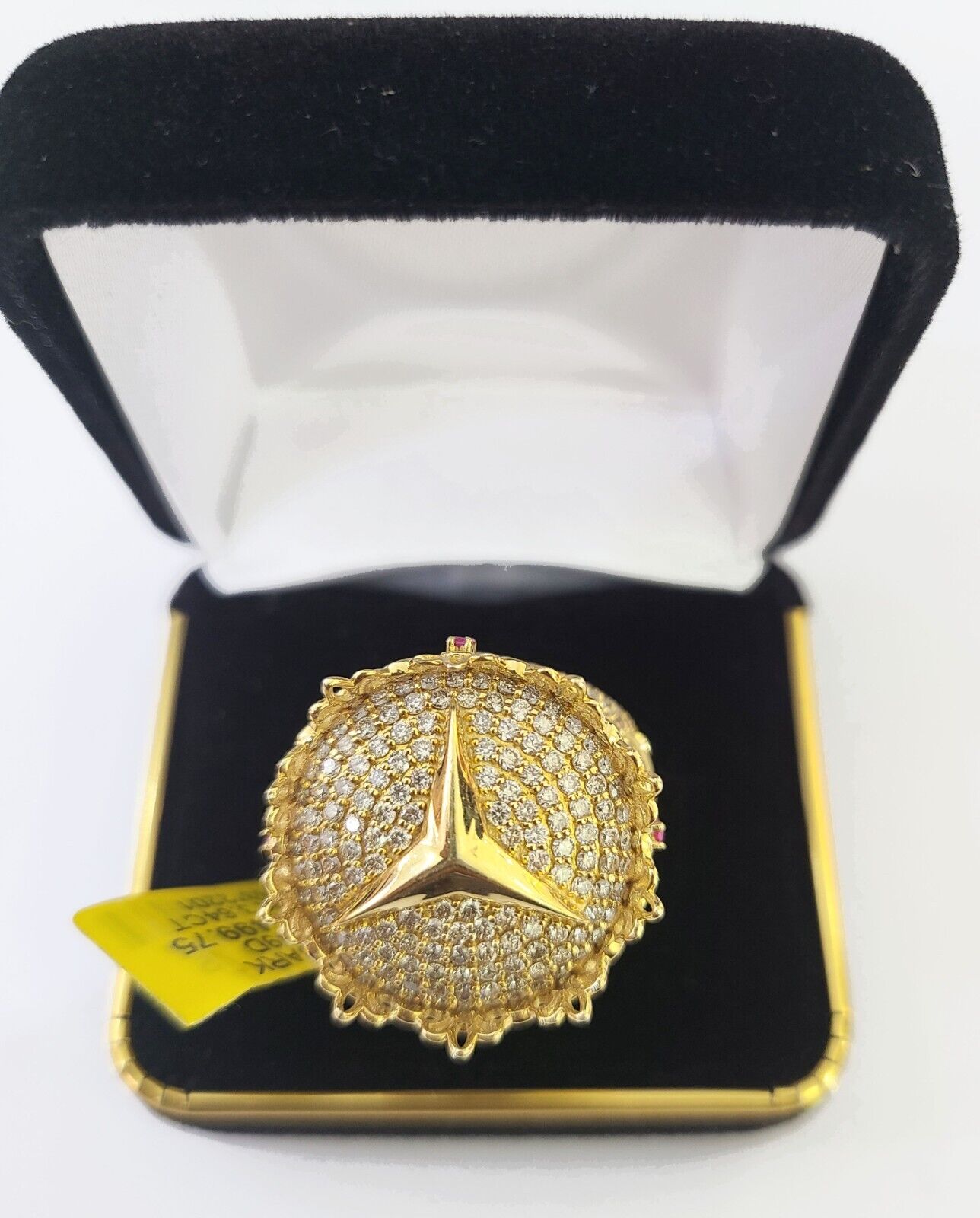 Real 10k Yellow Gold White Diamond Ring Size 10 Mens Ring - GoldenlinQ