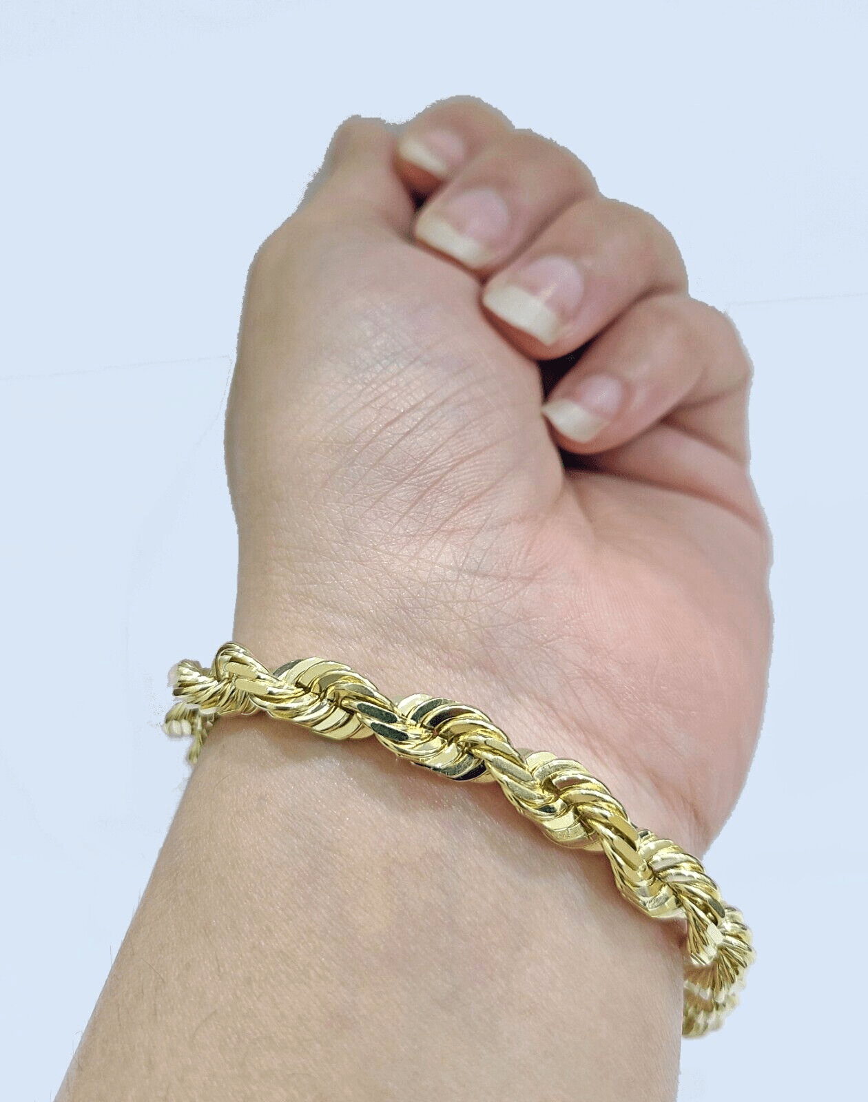 Real 10k Yellow Solid Gold 7mm Rope Bracelet 8'' inch 10kt Unisex - GoldenlinQ