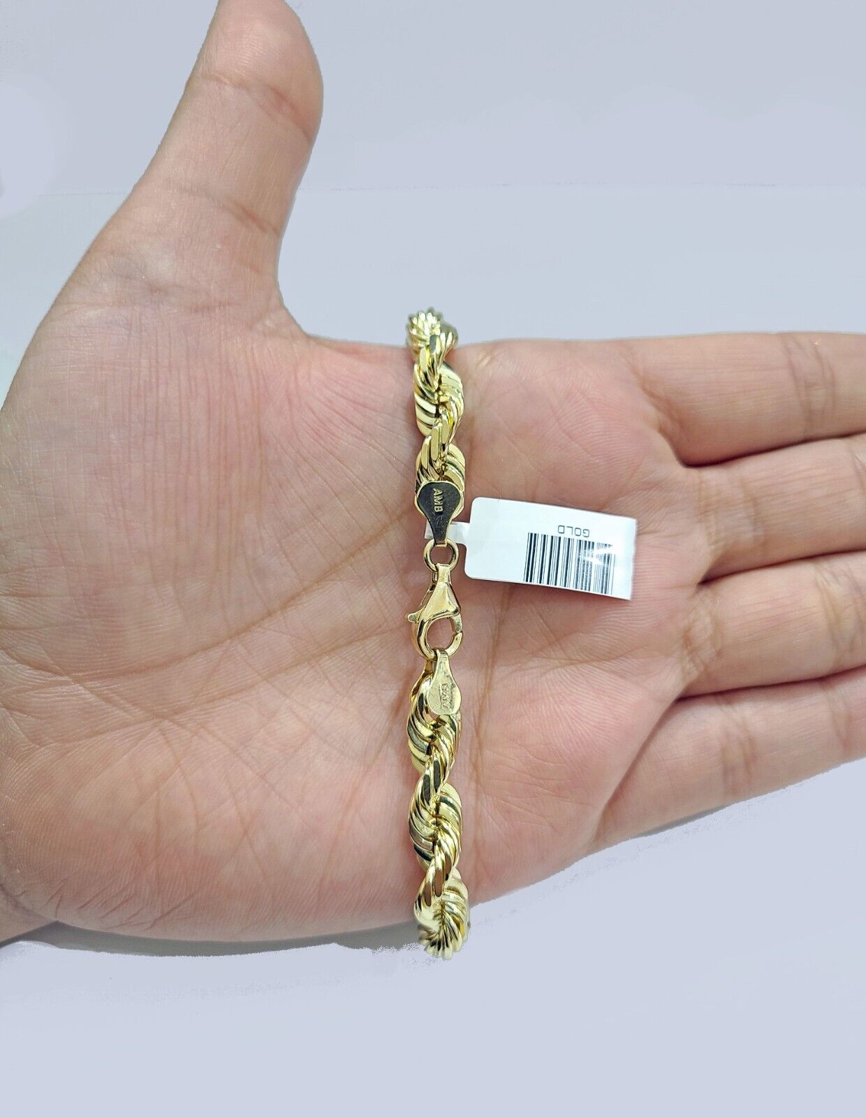 Real 10k Yellow Solid Gold 7mm Rope Bracelet 8'' inch 10kt Unisex - GoldenlinQ