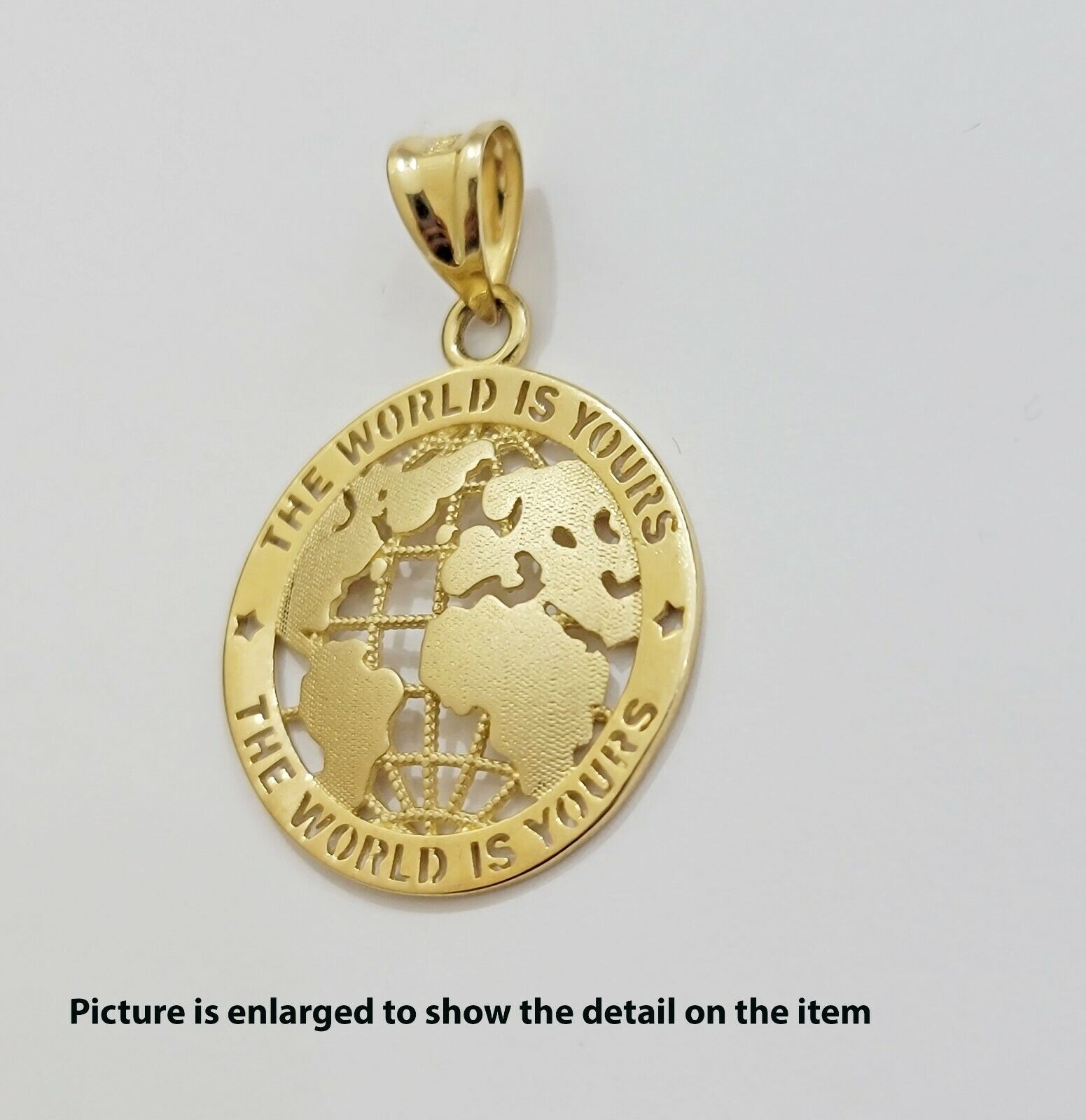 Real 10kt Gold Cuban Link Chain Pendant Set 18" 3.5mm Necklace World Map Charm - GoldenlinQ