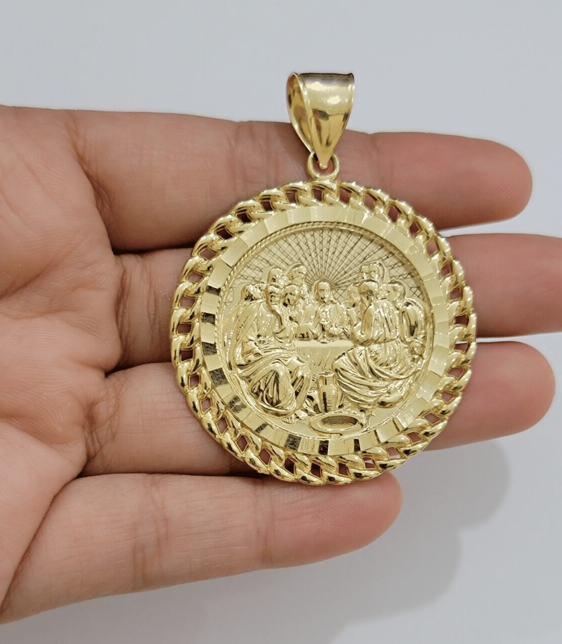 Real 10kt Last Supper Charm Pendant 10k Yellow Gold Chain Necklace 2 Inches SALE - GoldenlinQ
