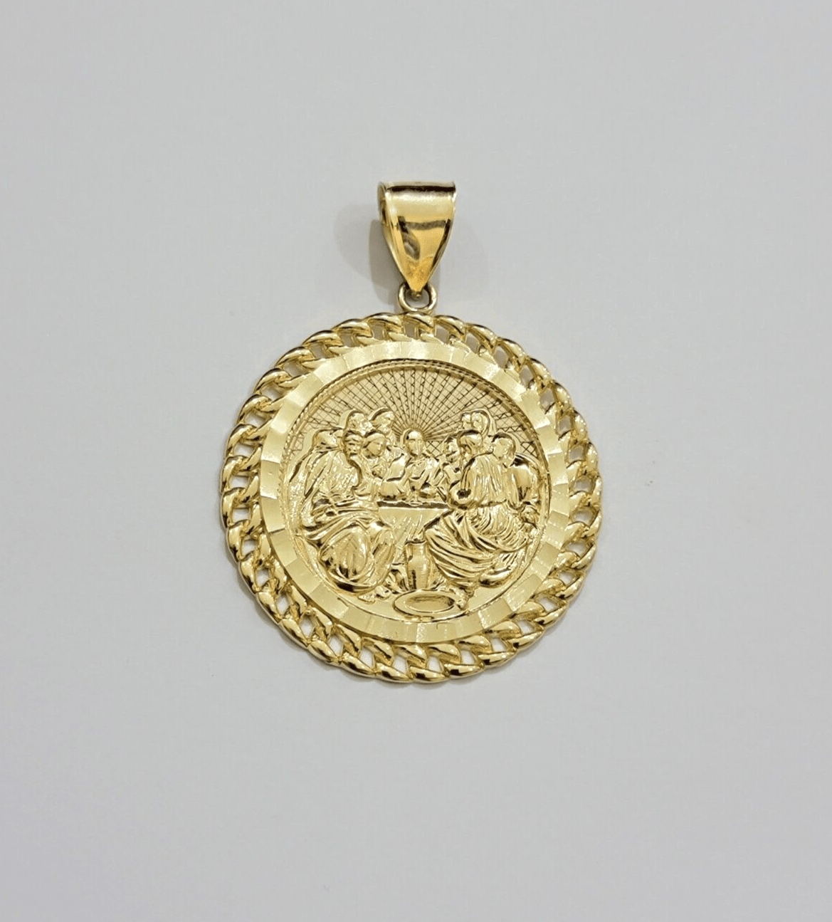 Real 10kt Last Supper Charm Pendant 10k Yellow Gold Chain Necklace 2 Inches SALE - GoldenlinQ