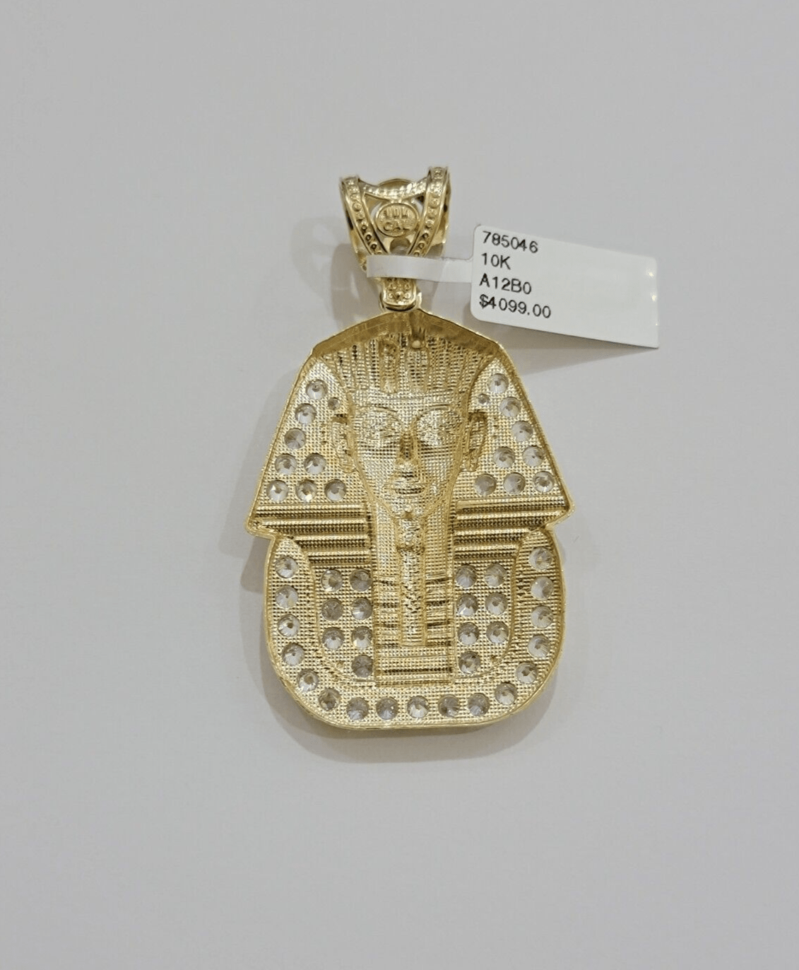 Real 10kt Pharoah Charm Pendant CZ 10k Yellow Gold For Chain Necklace 2.2'' SALE - GoldenlinQ