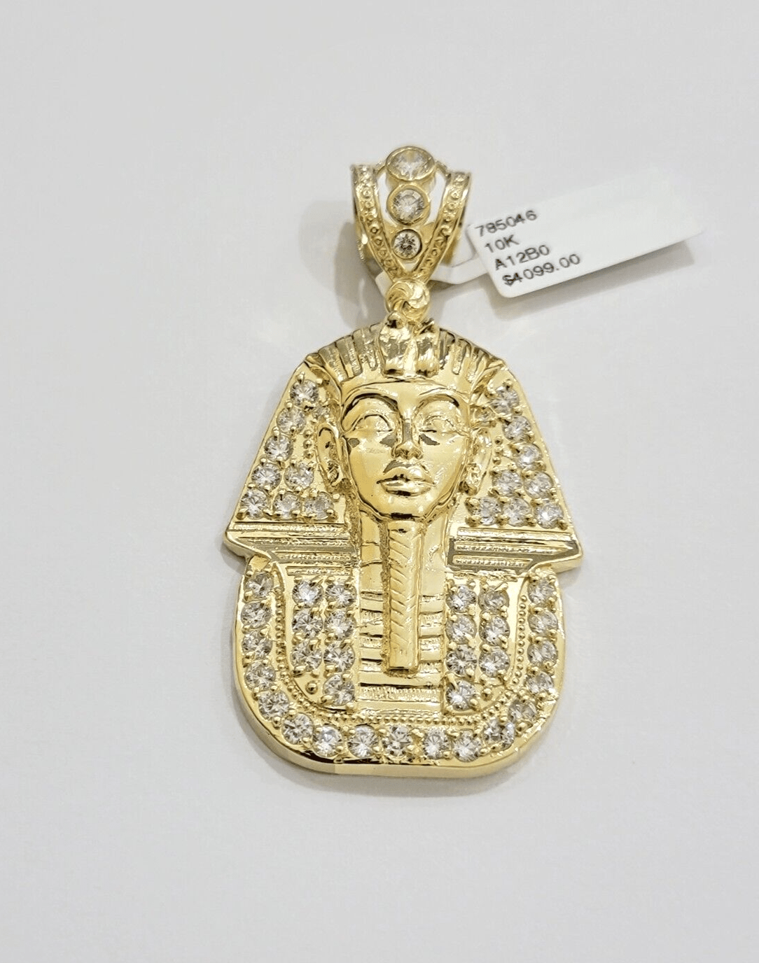 Real 10kt Pharoah Charm Pendant CZ 10k Yellow Gold For Chain Necklace 2.2'' SALE - GoldenlinQ