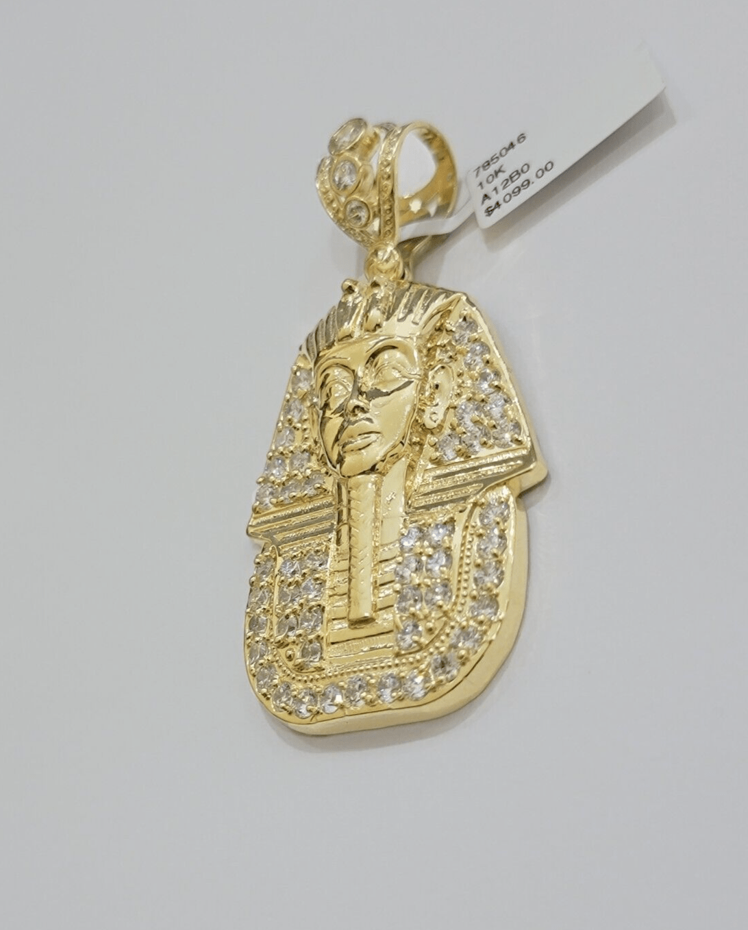 Real 10kt Pharoah Charm Pendant CZ 10k Yellow Gold For Chain Necklace 2.2'' SALE - GoldenlinQ