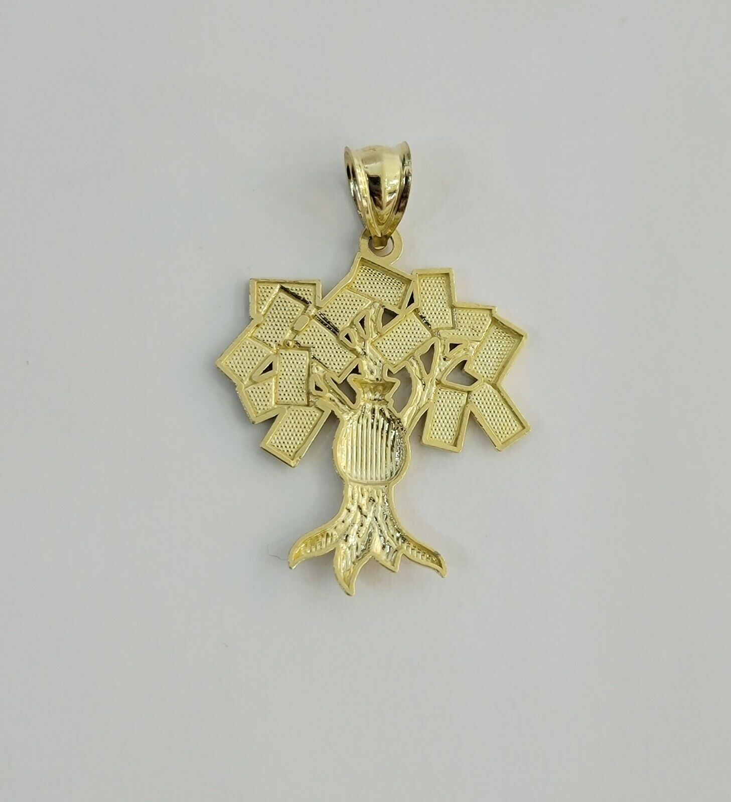 REAL 10kt Rope Necklace 24" With 10k Yellow Gold Pendant Money Tree Charm,UNIQUE - GoldenlinQ