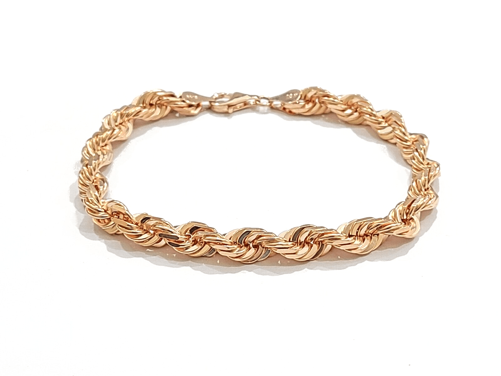 Real 10kt Solid Rose Gold Rope Bracelet Unisex 8.5'' Inches 7mm - GoldenlinQ