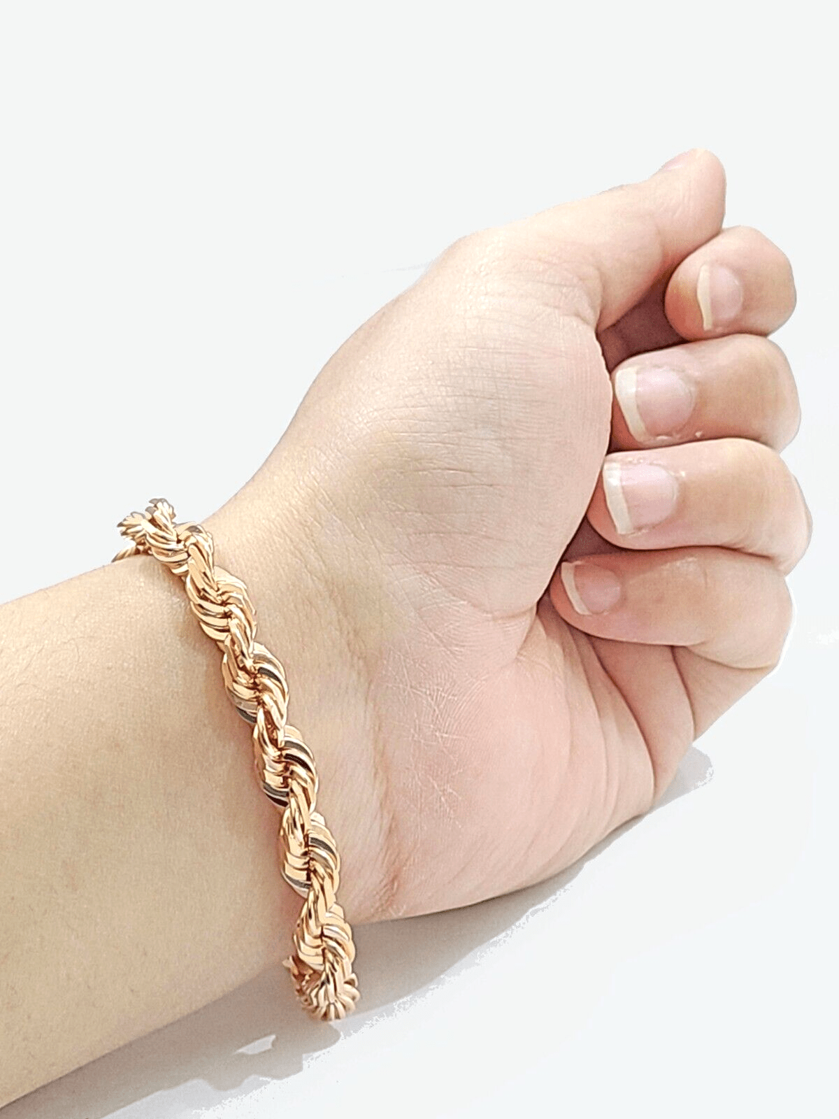 Real 10kt Solid Rose Gold Rope Bracelet Unisex 8.5'' Inches 7mm - GoldenlinQ