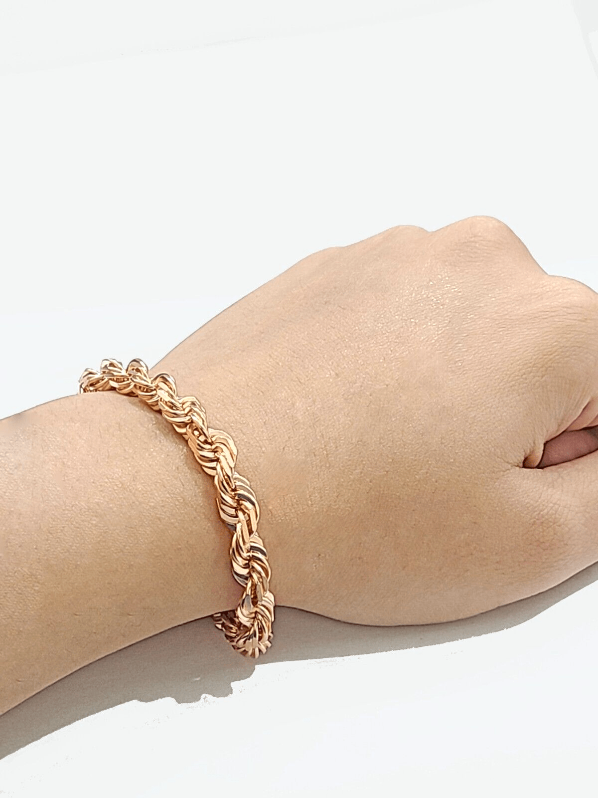 Real 10kt Solid Rose Gold Rope Bracelet Unisex 8.5'' Inches 7mm - GoldenlinQ