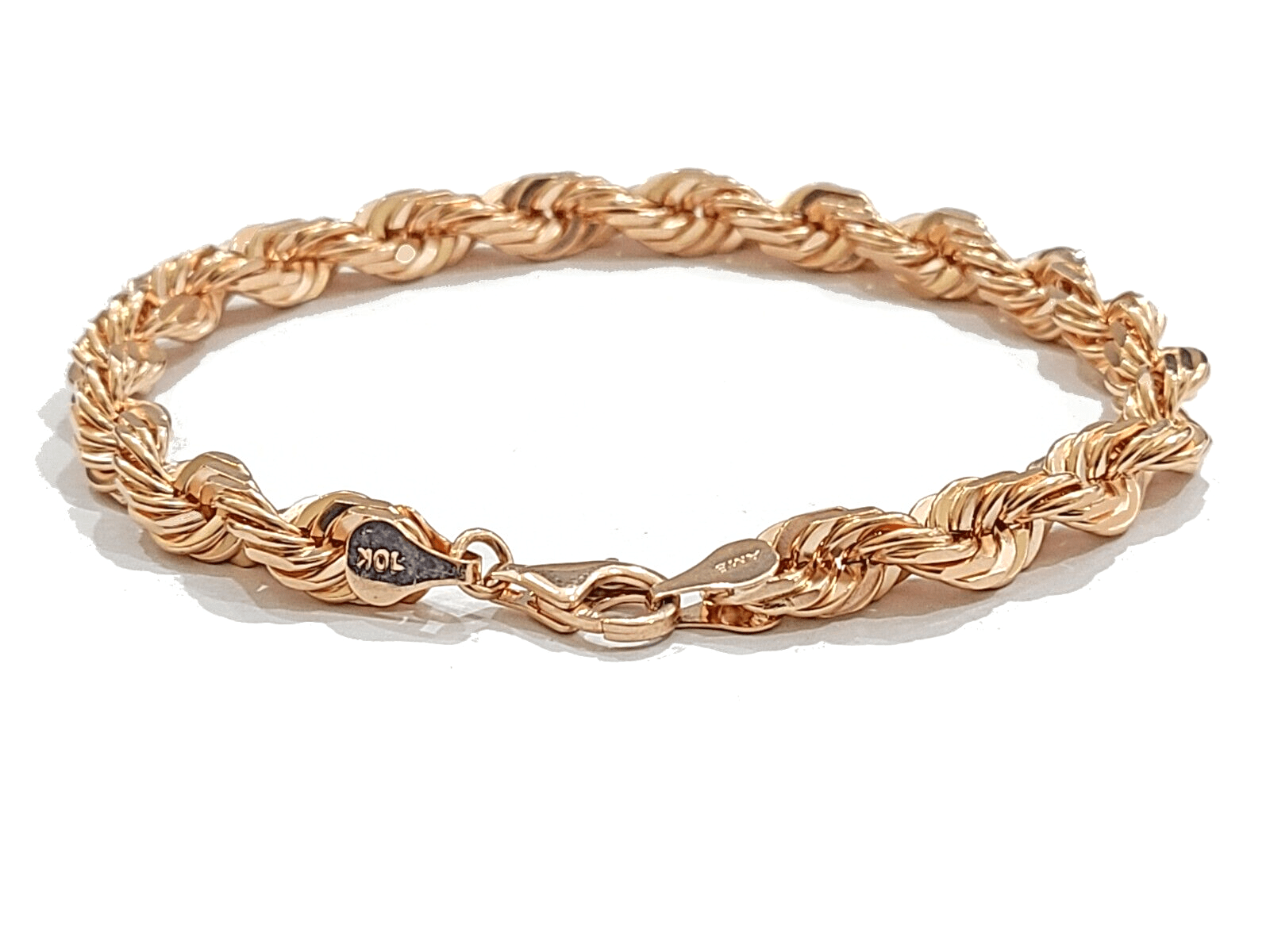 Real 10kt Solid Rose Gold Rope Bracelet Unisex 8.5'' Inches 7mm - GoldenlinQ