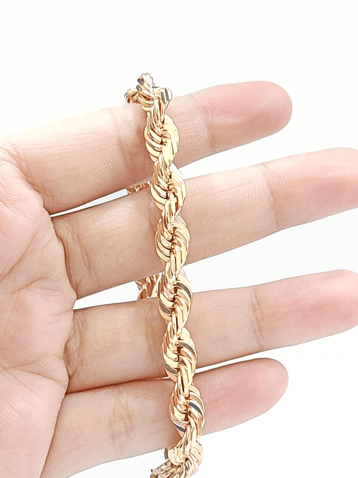Real 10kt Solid Rose Gold Rope Bracelet Unisex 8.5'' Inches 7mm - GoldenlinQ