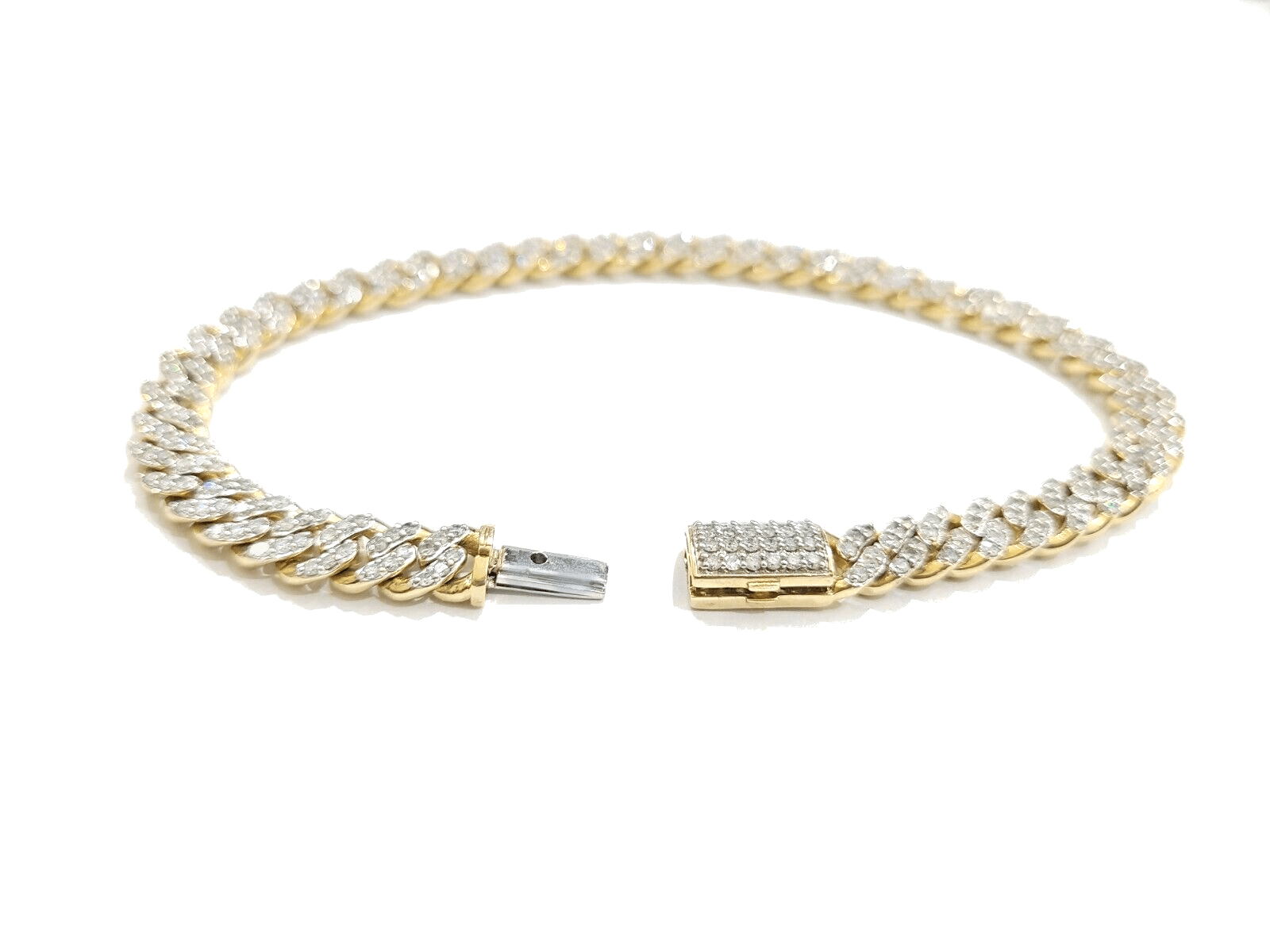 Real 10kt Solid Yellow Gold Miami Cuban Diamond Bracelet Unisex 9'' Inches 7mm - GoldenlinQ