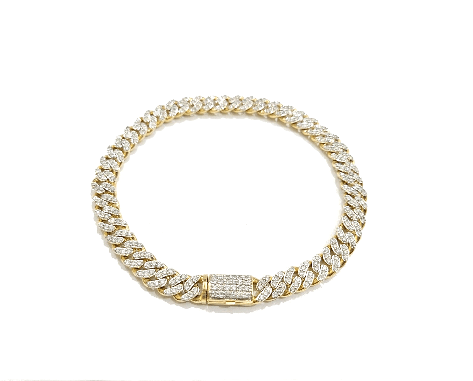Real 10kt Solid Yellow Gold Miami Cuban Diamond Bracelet Unisex 9'' Inches 7mm - GoldenlinQ