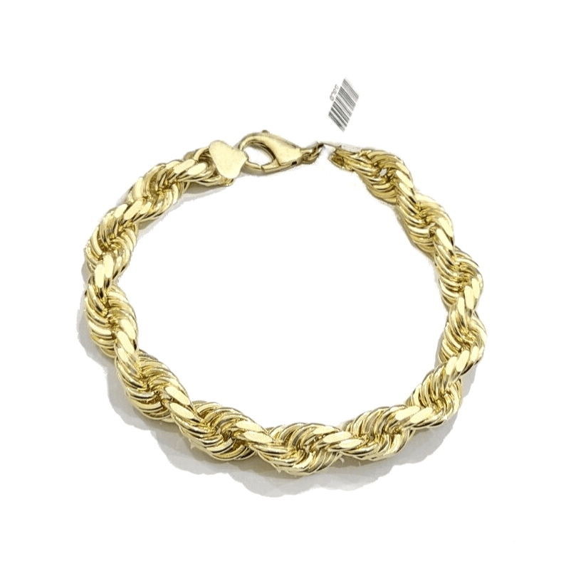 Real 10kt Solid Yellow Gold Rope Bracelet Unisex 9'' Inches 9mm Lobster Lock 10k - GoldenlinQ