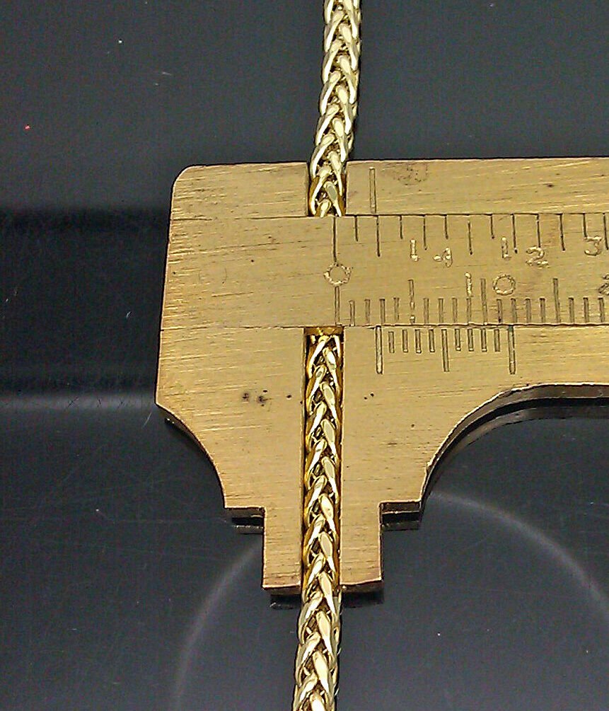 Real 10kt Yellow Gold 24" Inch Palm Chain Necklace 3mm Men women Lobster Lock - GoldenlinQ