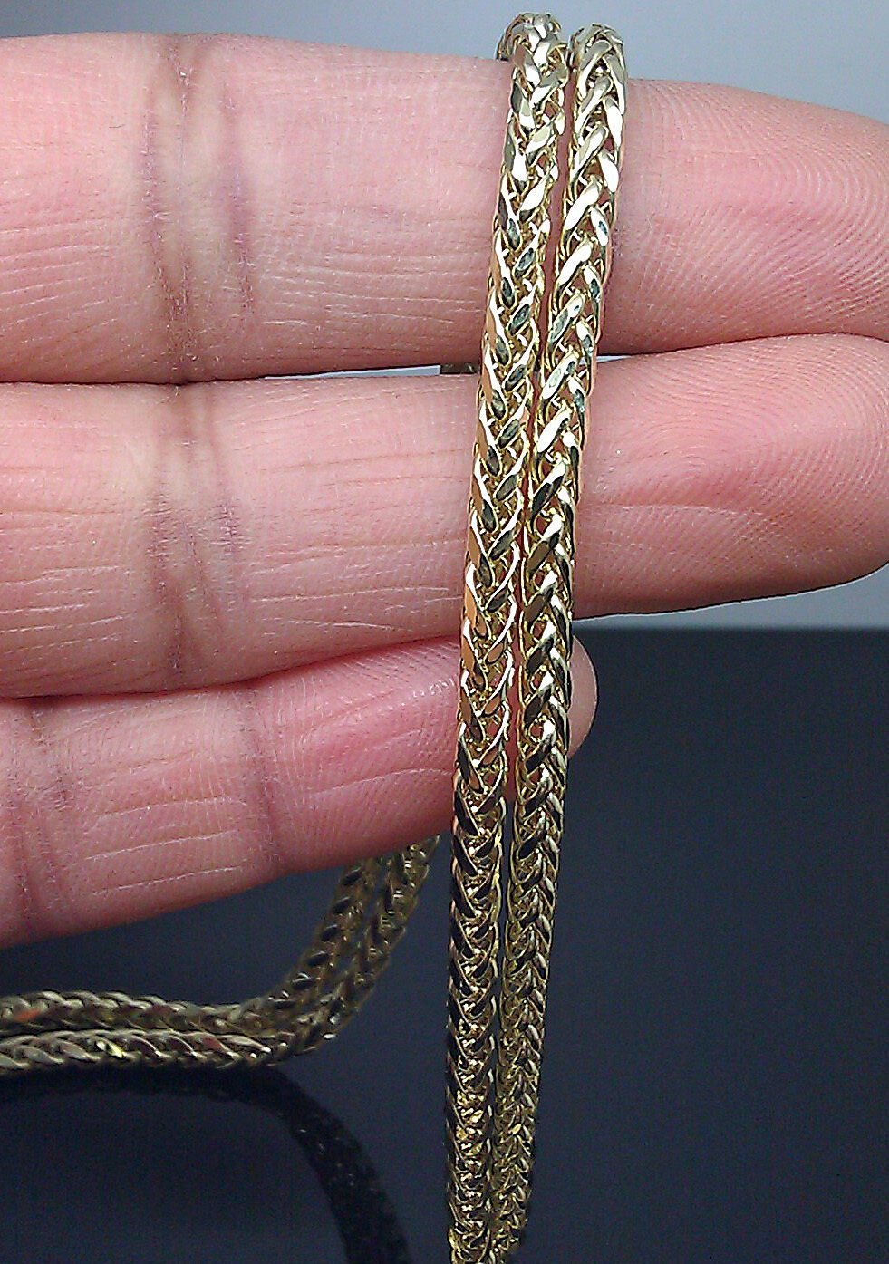 Real 10kt Yellow Gold 24" Inch Palm Chain Necklace 3mm Men women Lobster Lock - GoldenlinQ