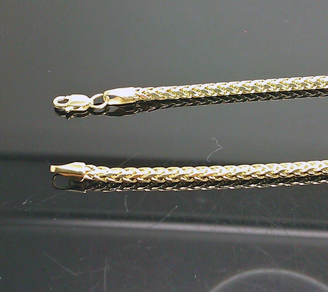 Real 10kt Yellow Gold 24" Inch Palm Chain Necklace 3mm Men women Lobster Lock - GoldenlinQ