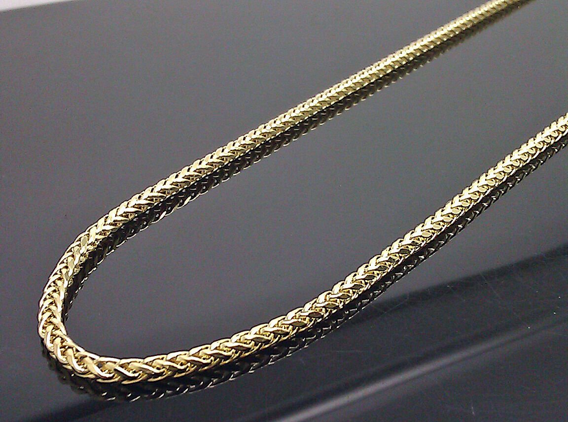 Real 10kt Yellow Gold 24" Inch Palm Chain Necklace 3mm Men women Lobster Lock - GoldenlinQ