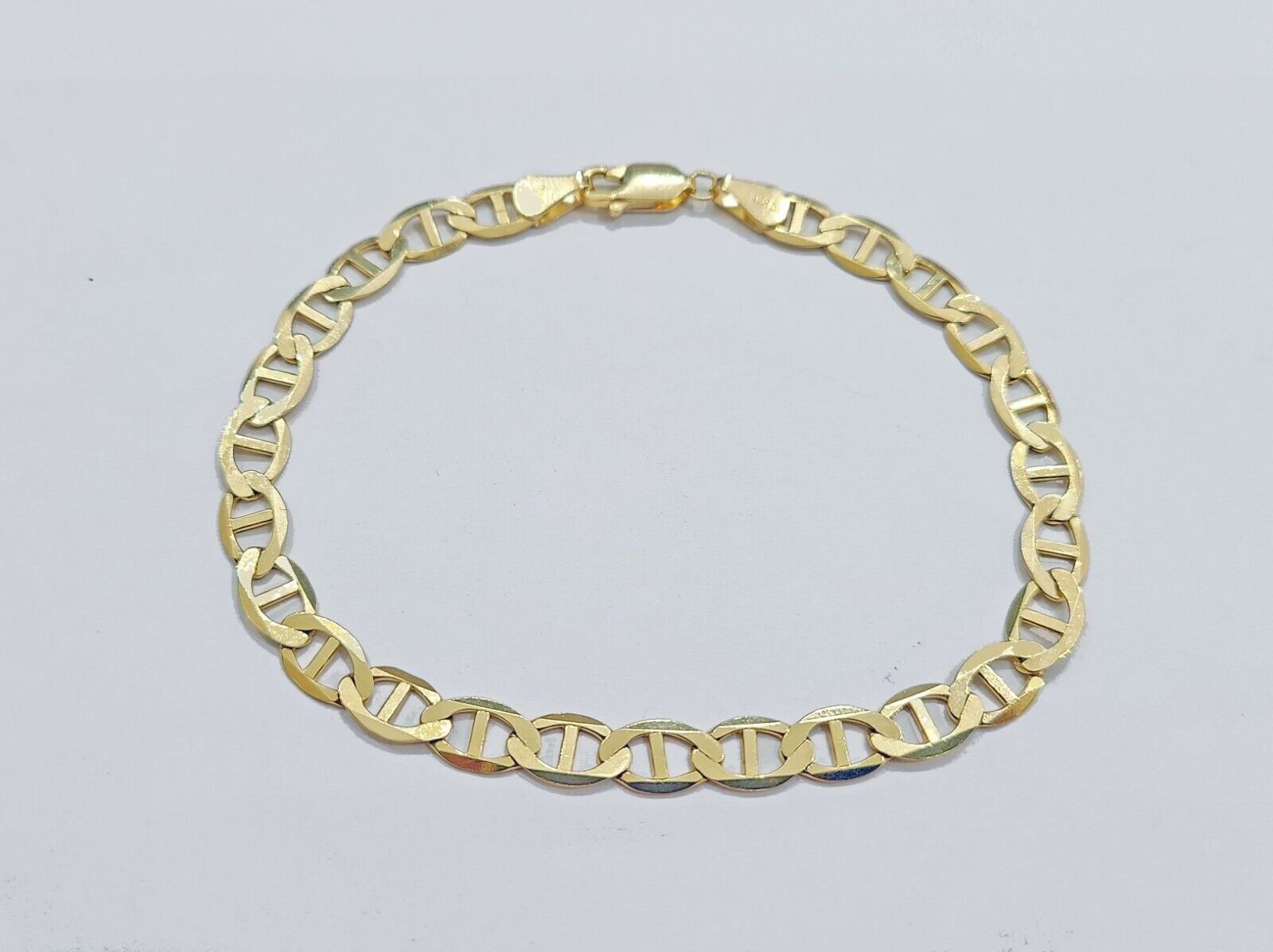 Real 10kt Yellow Gold Anchor Mariner Link Bracelet Unisex 8'' 6mm - GoldenlinQ