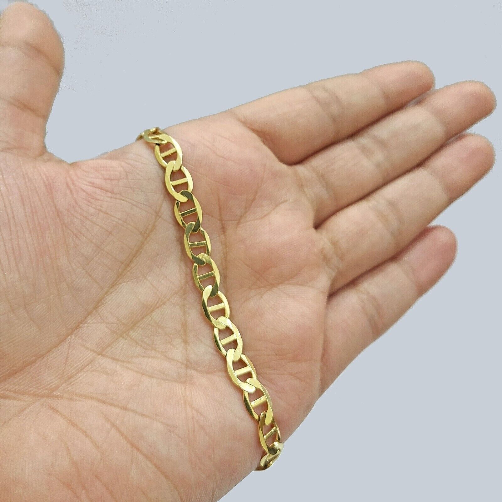Real 10kt Yellow Gold Anchor Mariner Link Bracelet Unisex 8'' 6mm - GoldenlinQ