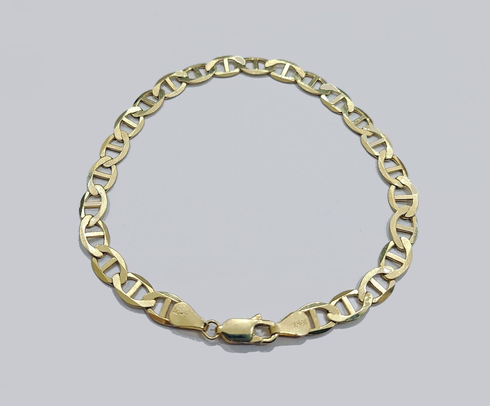 Real 10kt Yellow Gold Anchor Mariner Link Bracelet Unisex 8'' 6mm - GoldenlinQ