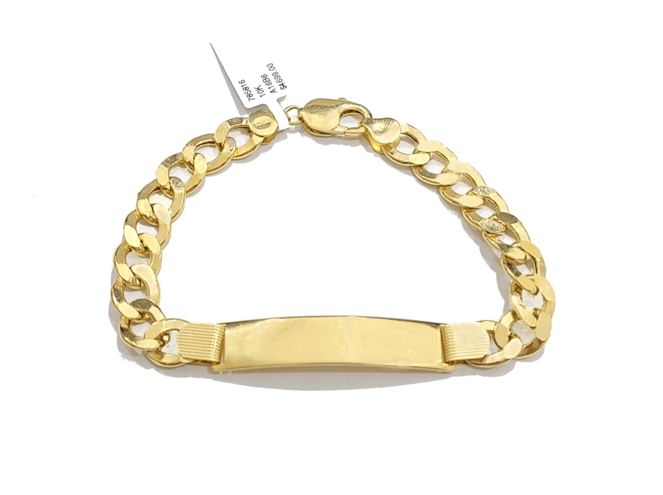 Real 10kt Yellow Gold Cuban Curb Link ID Bracelet Unisex 8.5'' 10mm Unisex - GoldenlinQ
