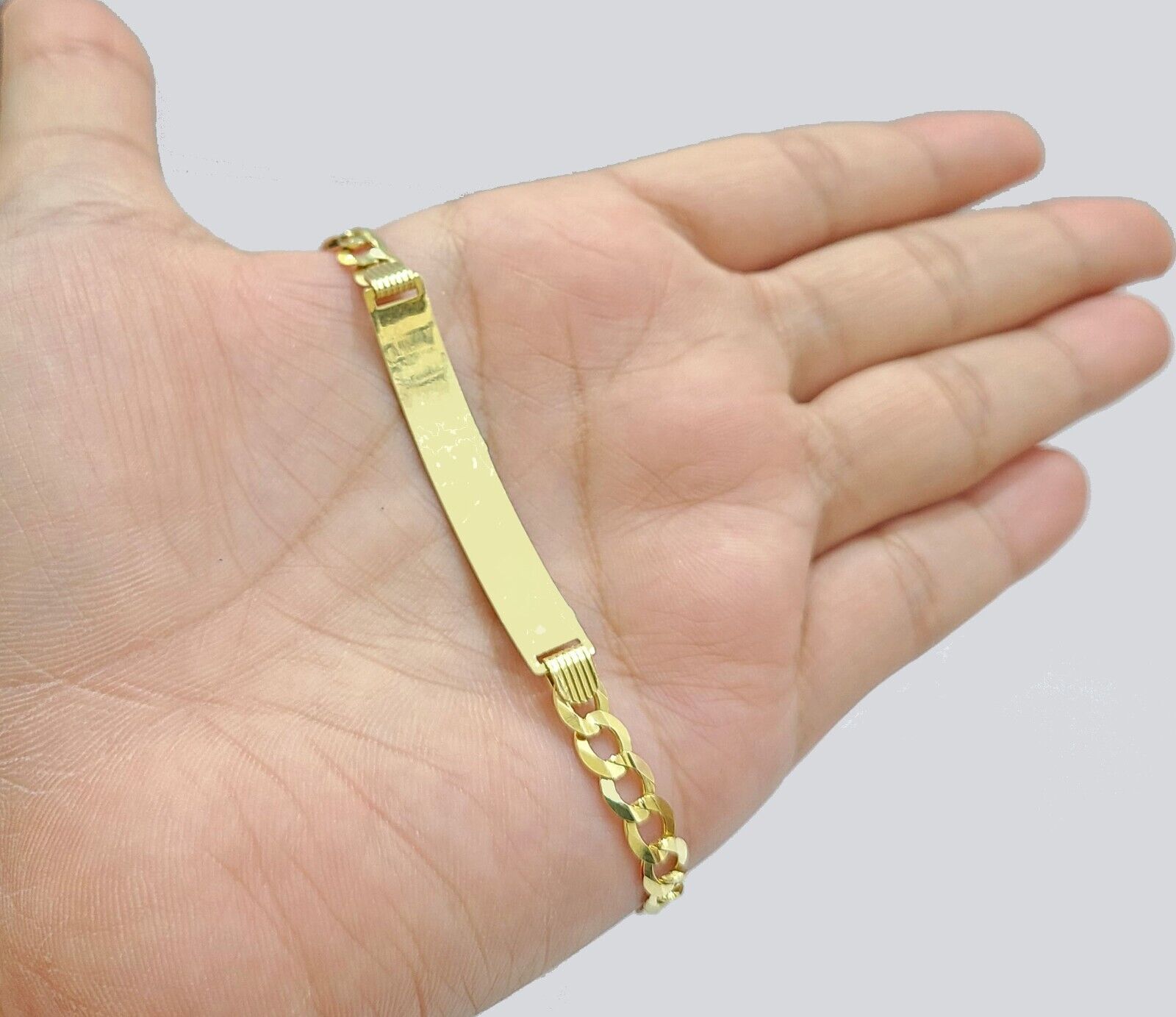 Real 10kt Yellow Gold Cuban Link ID Bracelet Unisex 8'' 6mm - GoldenlinQ