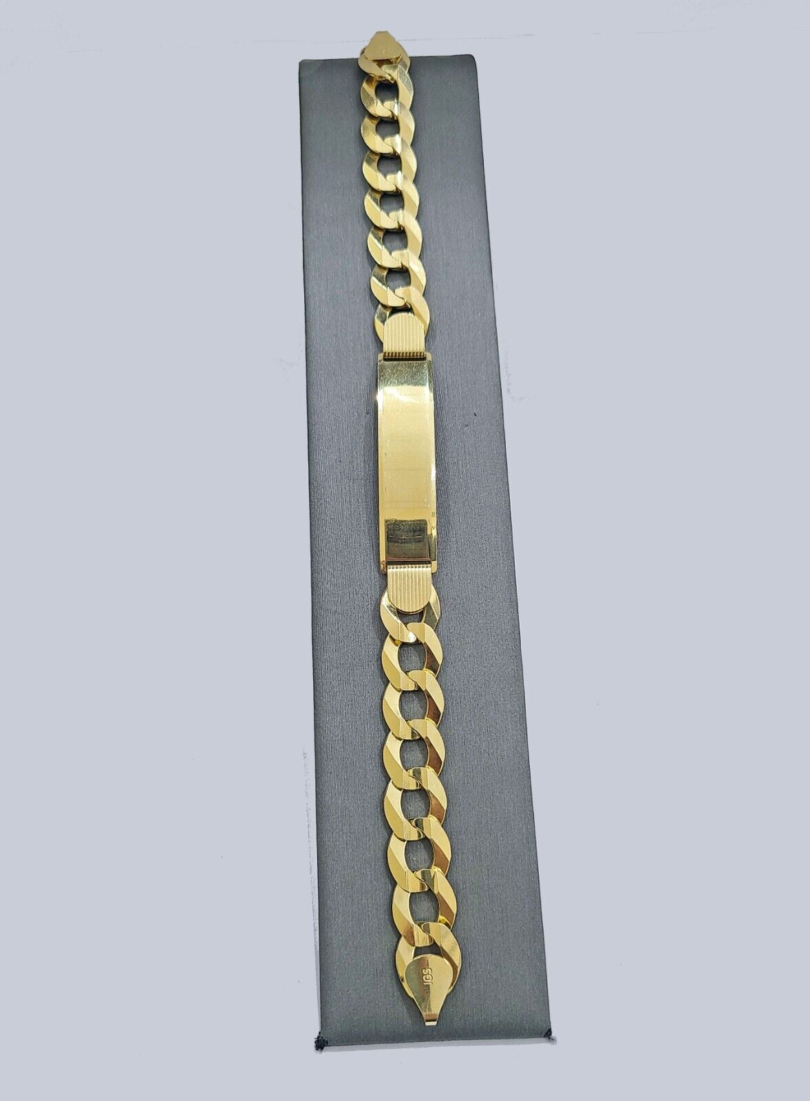 Real 10kt Yellow Gold Cuban Link ID Bracelet Unisex 8.5'' 11mm - GoldenlinQ