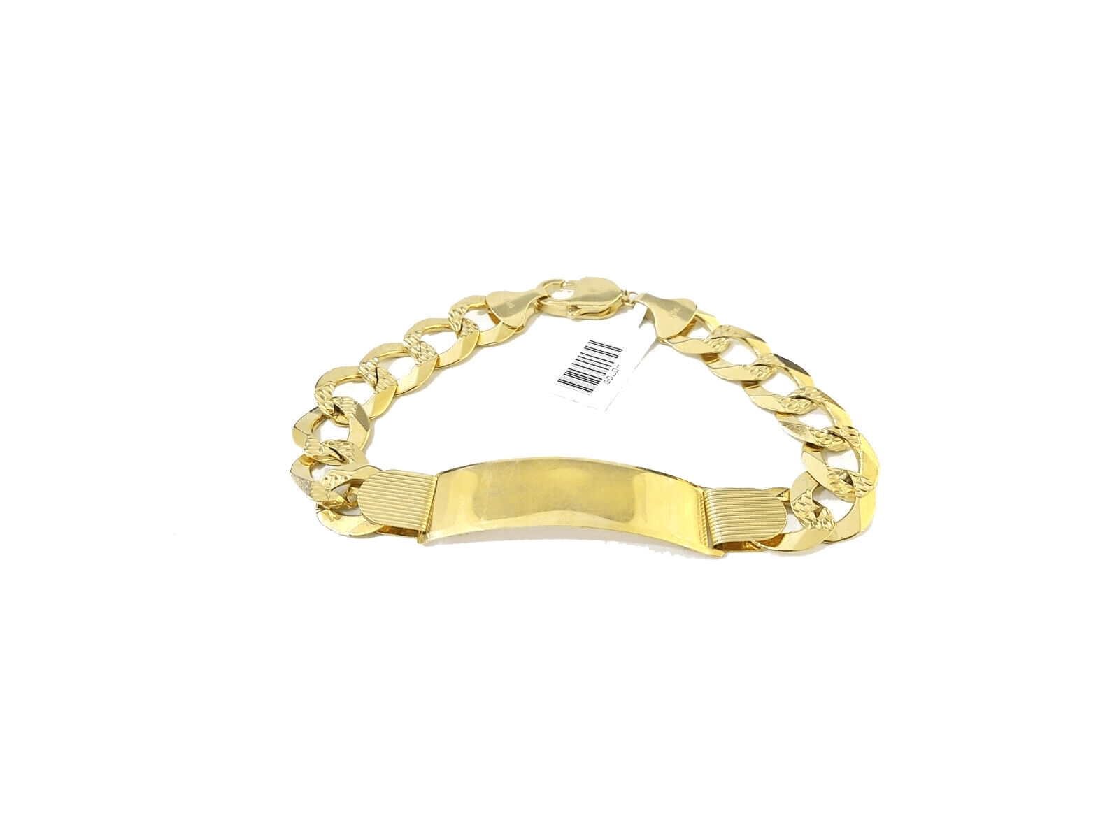 Real 10kt Yellow Gold Cuban Link ID Bracelet Unisex 9'' 13mm Unisex - GoldenlinQ