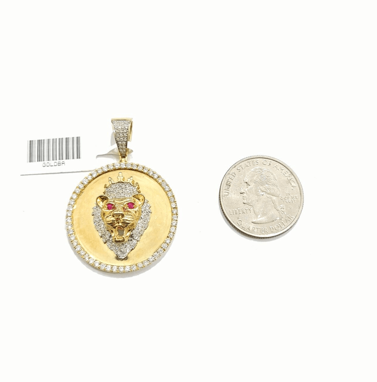 Real 10kt Yellow Gold Lion Head Pendant Diamond Charm for Necklace and Chain - GoldenlinQ