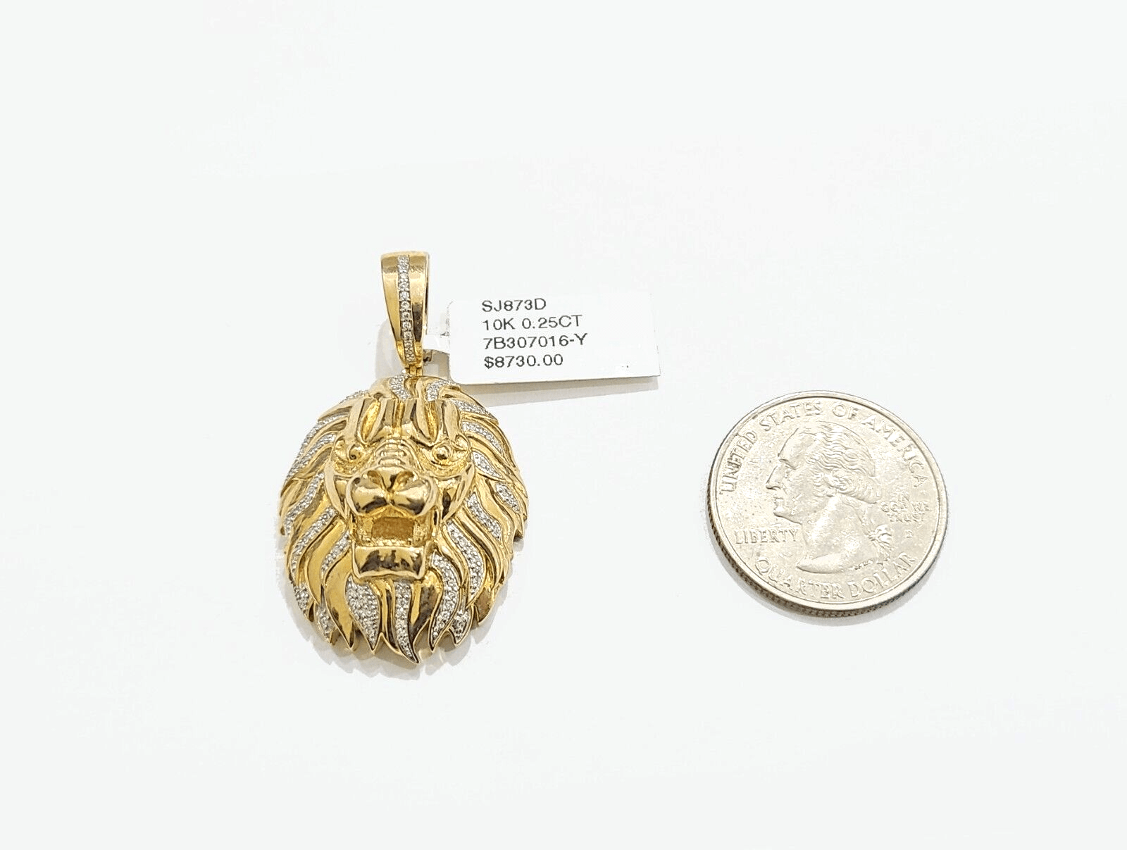 Real 10kt Yellow Gold Lion Head Pendant Diamond Charm for Necklace and Chain - GoldenlinQ