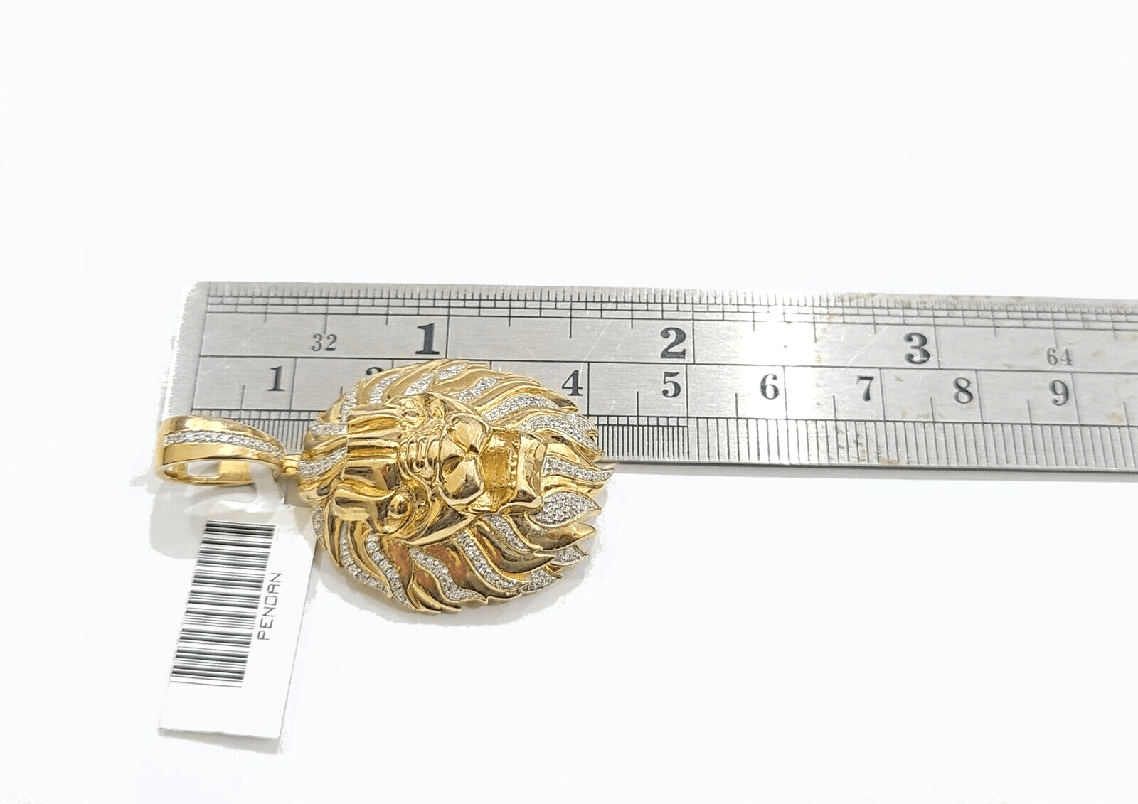 Real 10kt Yellow Gold Lion Head Pendant Diamond Charm for Necklace and Chain - GoldenlinQ