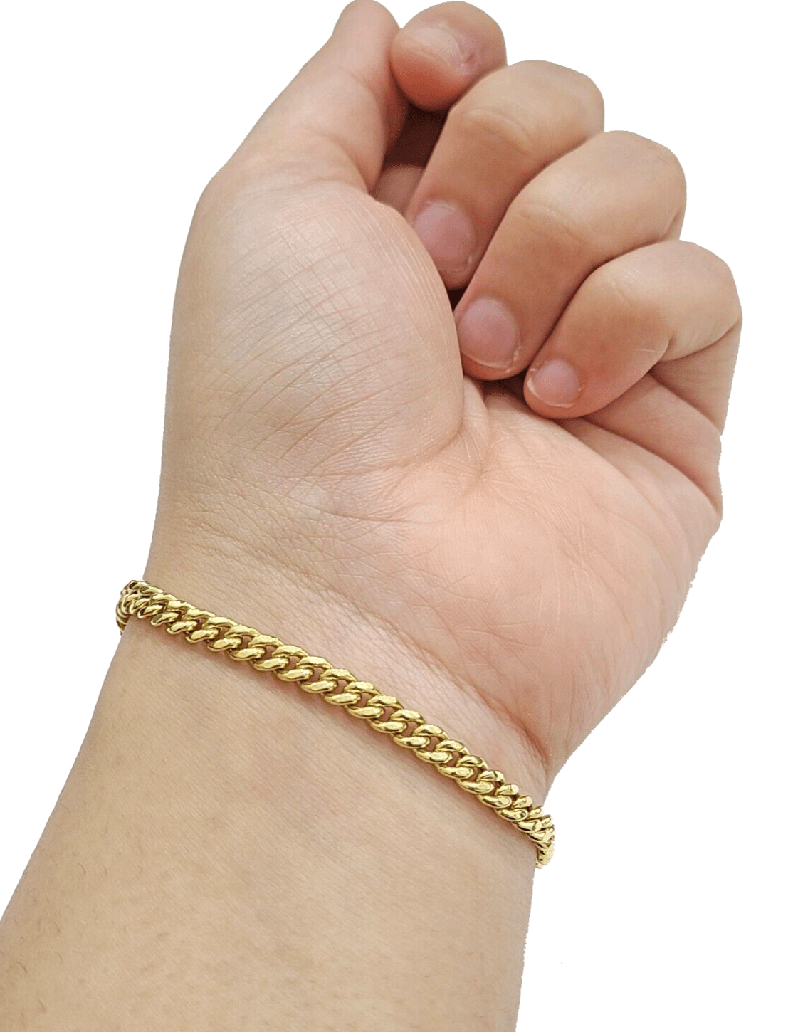 Real 10kt Yellow Gold Miami Cuban Bracelet 10k Unisex 8 Inches 4mm Lobster Lock - GoldenlinQ