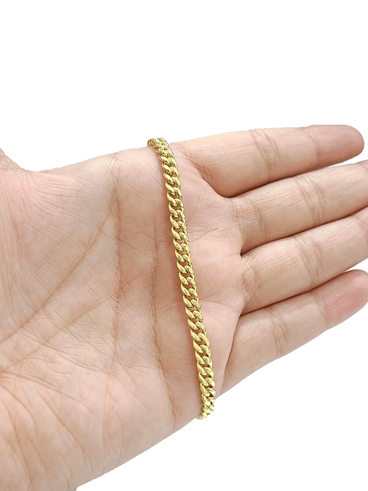 Real 10kt Yellow Gold Miami Cuban Bracelet 10k Unisex 8 Inches 4mm Lobster Lock - GoldenlinQ