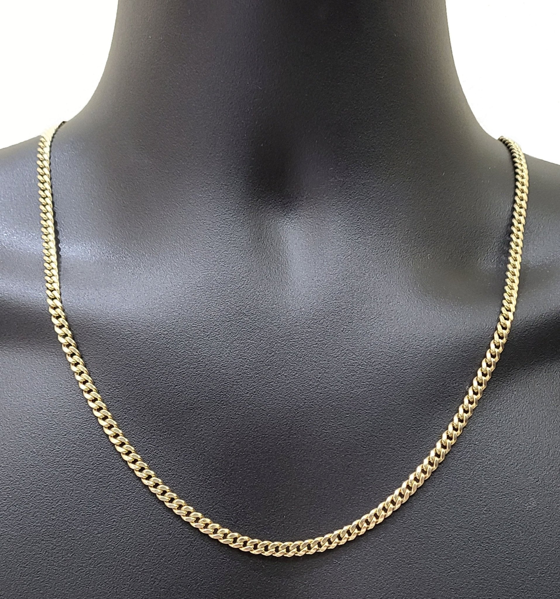 Real 10kt Yellow Gold Miami Cuban Link Chain 10k Necklace 22 Inches 4mm Box Lock - GoldenlinQ