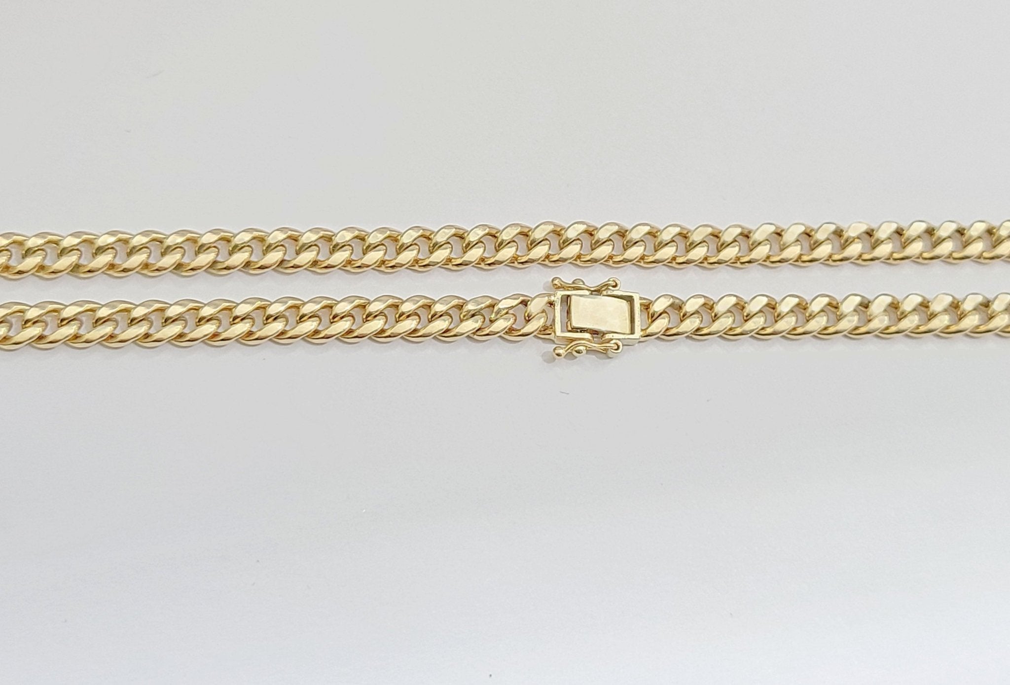 Real 10kt Yellow Gold Miami Cuban Link Chain 10k Necklace 28 Inches 4mm Box Lock - GoldenlinQ