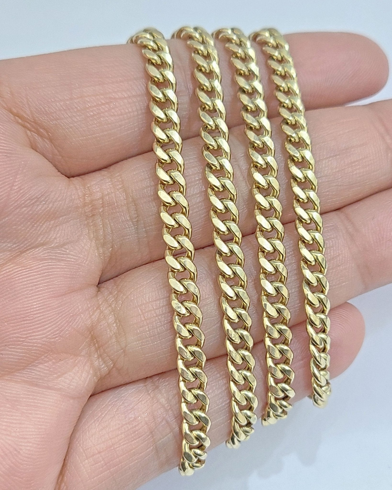 Real 10kt Yellow Gold Miami Cuban Link Chain 10k Necklace 30 Inches 4mm Box Lock - GoldenlinQ