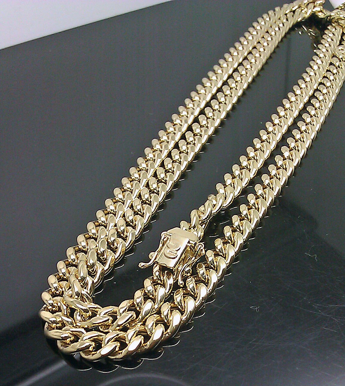 Real 10kt yellow Gold Necklace 7mm 24" Miami Cuban Link chain Box Lock 28 - 29g - GoldenlinQ