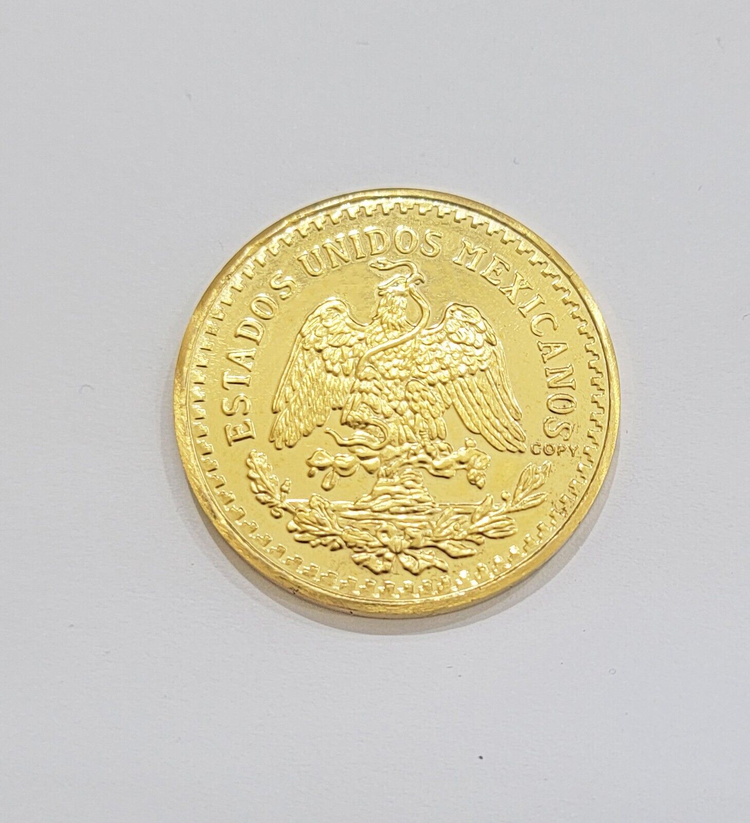 REAL 14K Coin 1947 Mexican Centenaro 50 Gold Pesos Copy Solid 14kt Yellow Gold - GoldenlinQ